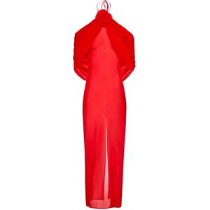 Magda Butrym , Elegant Halter Neck Long Dress ,Red female, Sizes: M