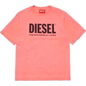 Diesel , Fluorescent branded T-shirt ,Pink unisex, Sizes: 12 Y, 8 Y