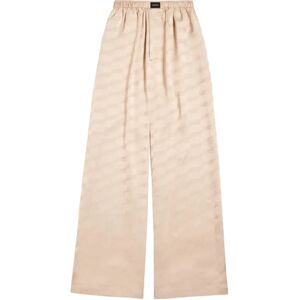 Balenciaga , Beige Satin Monogram Pajama Trousers ,Beige female, Sizes: S, XS