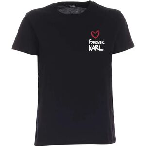 Karl Lagerfeld , Contrasting Print Crewneck T-Shirt ,Black female, Sizes: XS, S