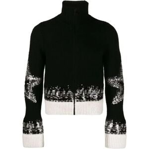 Zadig & Voltaire , Intarsia-Knit Sequinned Cardigan ,Black female, Sizes: M