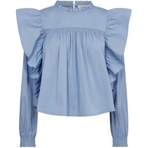 Co'Couture , Cottoncc Crisp Frill Blouse Sky Blue ,Blue female, Sizes: XS, L