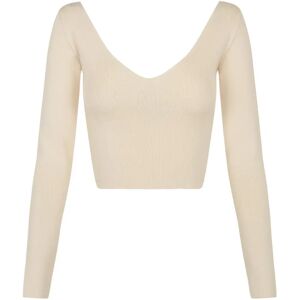 Cortana , Silk V-neck Long Sleeve Crop Top ,Beige female, Sizes: S, L, XL, M