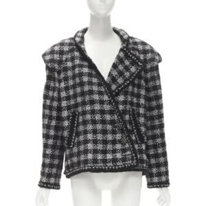 Chanel Vintage , Pre-owned Wool outerwear ,Black female, Sizes: XL