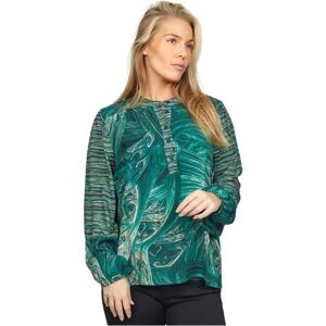 2-Biz , Green Mix Blouse with Long Sleeves ,Multicolor female, Sizes: M, S, L