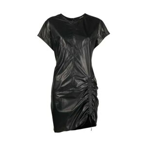 Isabel Marant , Adelissa Leather Dress with Ruched Detailing ,Black female, Sizes: XS