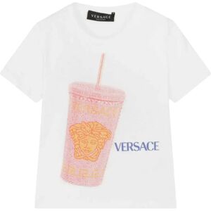 Versace , Kids T-shirt White Logo Print ,White female, Sizes: 10 Y