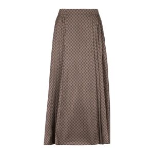 Balmain , Mini monogram pleated midi skirt ,Brown female, Sizes: XS, S, L, M