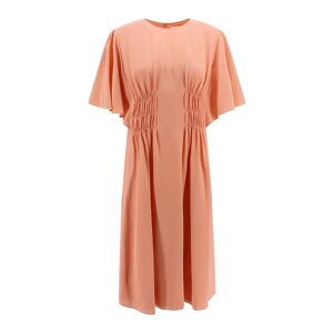 Chloé , Pink Silk Dress Crew-neck Short Sleeve ,Pink female, Sizes: L, M