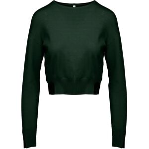 BomBoogie , Cropped Crew-Neck Sweater with Slits ,Green female, Sizes: L, S, M, XS, XL