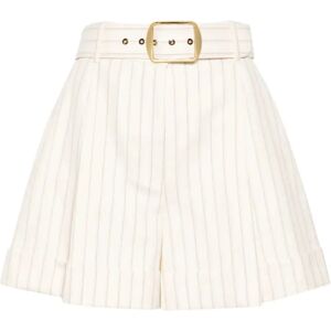 Zimmermann , Herringbone Belted Shorts ,Beige female, Sizes: M