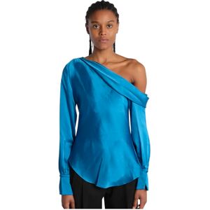 Simkhai , Turquoise One Shoulder Shirt ,Blue female, Sizes: XS