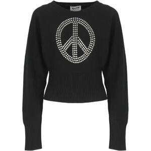 Moschino , Black Sweater with Peace Logo ,Black female, Sizes: M, S, XS