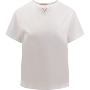 Valentino , White Crew-Neck T-Shirt ,White female, Sizes: M, S