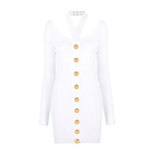 Balmain , White Halterneck Knit Dress ,White female, Sizes: S, XS