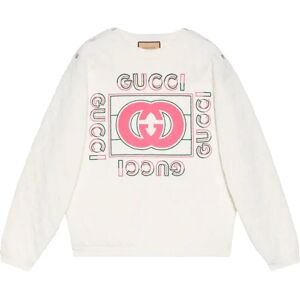 Gucci , Vintage Logo Quilted Sweatshirt White ,White female, Sizes: M, S