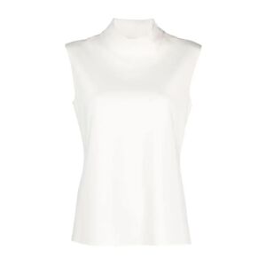 Theory , Ivory Stretch Jersey Turtleneck Sleeveless T-Shirt ,Beige female, Sizes: XS