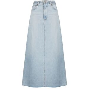 Agolde , Maxi Denim Skirt with Frayed Edge ,Blue female, Sizes: W28, W27, W26, W24, W25