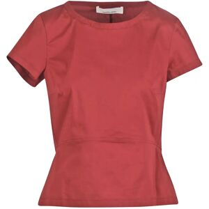 Liviana Conti , Popeline Blouse with Short Sleeves ,Red female, Sizes: XS, M, S