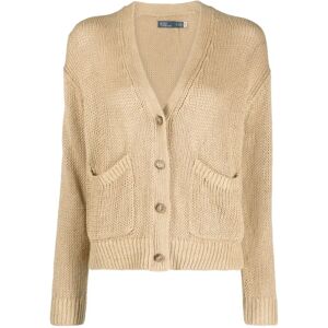 Ralph Lauren , Linen long sleeve cardigan ,Beige female, Sizes: L, XL