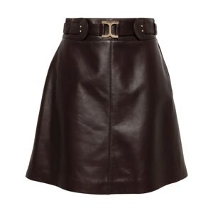 Chloé , Brown Leather A-Line Skirt with Removable Belt ,Brown female, Sizes: M