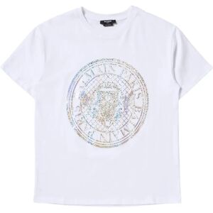 Balmain , White T-shirts and Polos with Logo Print ,White female, Sizes: 8 Y