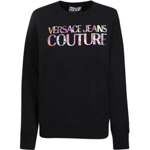 Versace Jeans Couture , Embossed Logo Black Sweatshirt ,Black female, Sizes: M, XS