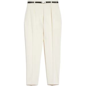 Max Mara Studio , Carrot Wool Trousers with Cropped Ankle ,White female, Sizes: S