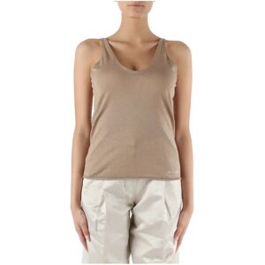 Calvin Klein , Lyocell and linen V-neck top ,Beige female, Sizes: XS, M, S, L