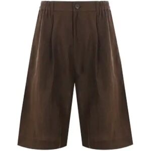 Ziggy Chen , Brown Linen Shorts with Elastic Waistband ,Brown female, Sizes: M