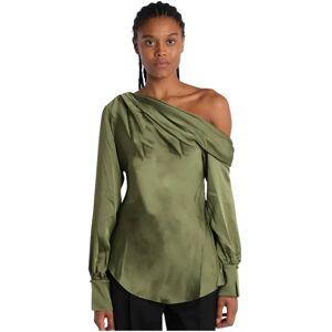 Simkhai , Green One Shoulder Shirt ,Green female, Sizes: XS