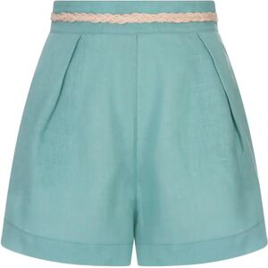 Amotea , Blue Linen High-Waisted Shorts ,Blue female, Sizes: XL, M, L