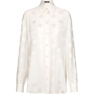 Dolce & Gabbana , Silk Logo Shirt - Bianco Naturale ,White female, Sizes: M, XS, S