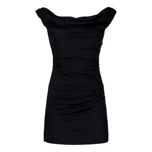Armarium , Black Wool Dress with Draped Neckline ,Black female, Sizes: XS, S