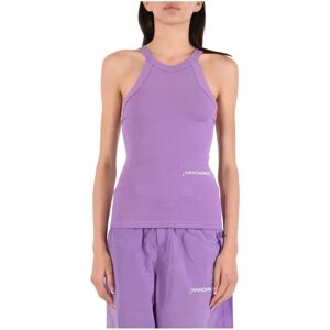 Hinnominate , Ribbed tank top with American neckline ,Purple female, Sizes: S, M, XS