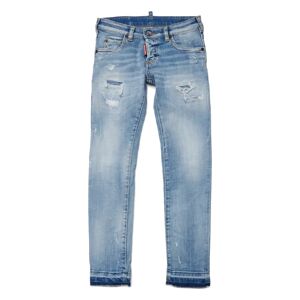 Dsquared2 , Light ripped straight jeans - Clement ,Blue unisex, Sizes: 8 Y, 10 Y, 14 Y, 16 Y