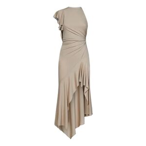 Alexandre Vauthier , Beige One-Shoulder Viscose Dress with Rhinestone Detail ,Beige female, Sizes: M