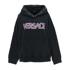 Versace , Versace Cotton Logo Sweatshirt ,Black female, Sizes: 2XS