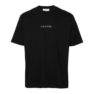 Lanvin , Black Cotton T-shirt with Logo ,Black female, Sizes: XS, S