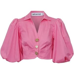 Self Portrait , Elegant Buttoned Crop Top - Uk06/02Us ,Pink female, Sizes: 2XS, XS, M, S