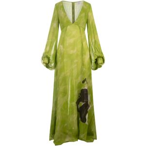 Stella Jean , Green Viscose Long Dress with Print ,Green female, Sizes: 2XS, XS