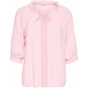 Cream , Feminine Misty Rose Blouse with Lace ,Pink female, Sizes: S/M