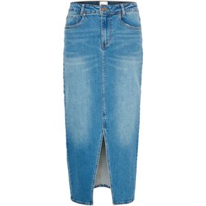 My Essential Wardrobe , Smart Denim Skirt with Slit ,Blue female, Sizes: M, 2XL, XL, L, XS, S