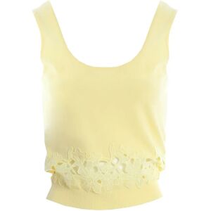 Fracomina , Sleeveless Top with Flower Appliques ,Yellow female, Sizes: XS, M, L, S