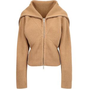 Ambush , Folded-collar zipped Cardigan ,Beige female, Sizes: M