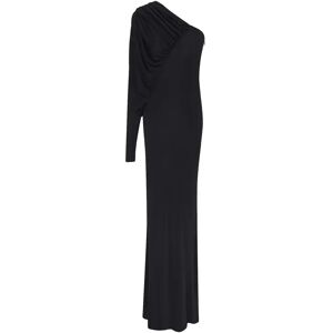 Saint Laurent , Elegant Draped Maxi Dress ,Black female, Sizes: L