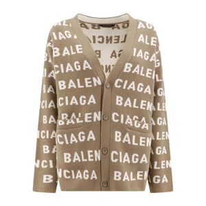 Balenciaga , Beige Knitwear with V-Neckline ,Beige female, Sizes: XL, M, L, S
