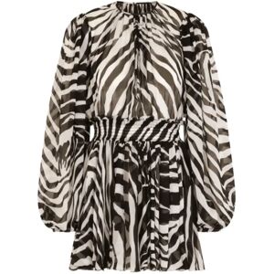 Dolce & Gabbana , Zebra Print Silk Blend Dress ,Black female, Sizes: 2XS, S