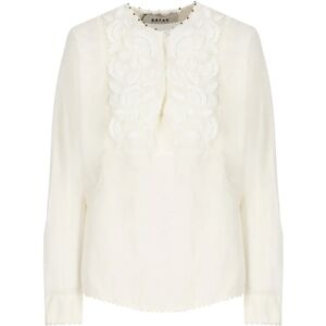 Bazar Deluxe , Ivory Cotton Shirt with Lace Details ,Beige female, Sizes: XS, S