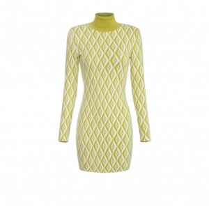 Elisabetta Franchi , Short Knitted Jacquard Dress, Acid Green ,Green female, Sizes: S, M